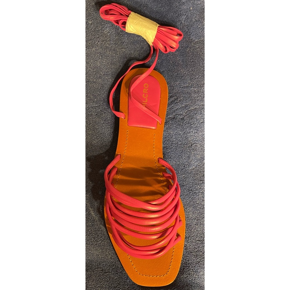 Anthropologie Pilcro Pink Tie-Up Strappy Sandals NWT SZ 10 - Picture 7 of 16